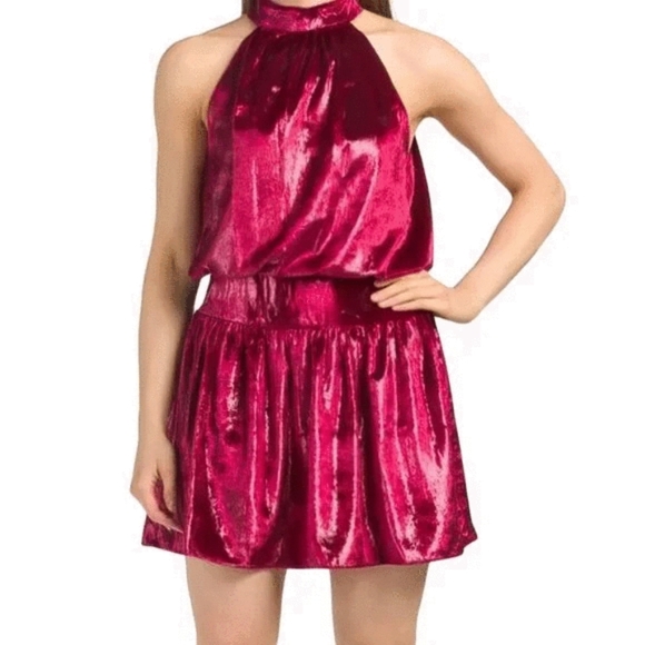 Ramy Brook Red Velvet Ellin keyhole Dress New Tags - Picture 5 of 5